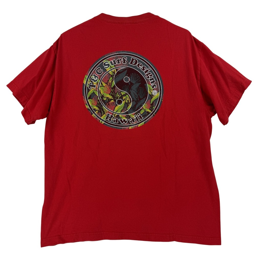 T&C Surf Designs Shirt Mens Large Red Yin Yang Hawaii Graphic Tee T-Shirt Surf